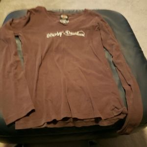 Long sleeve brown tee. Harley Davidson